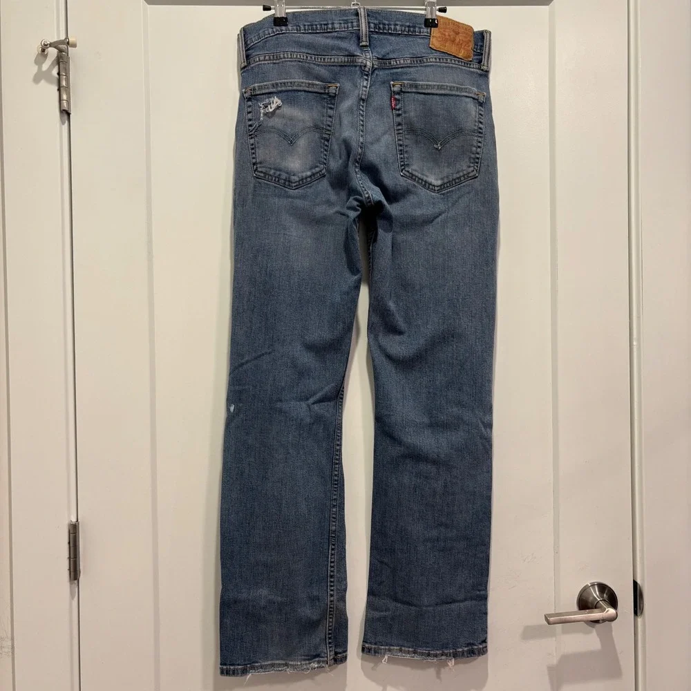 Levis 559 Mens Relaxed Straight Leg Blue Jeans 31x32 Medium Wash Distressed